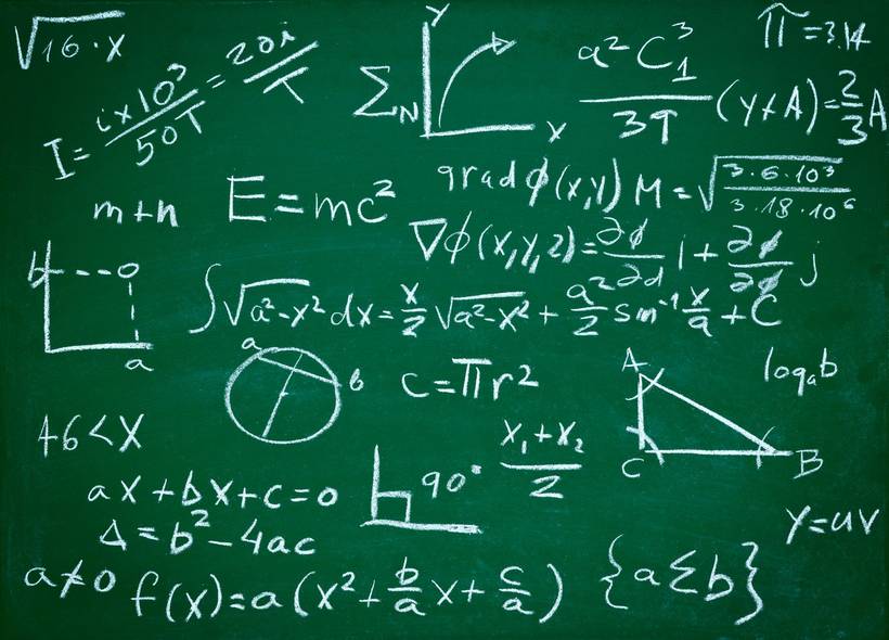 Mathematics equations on a chalkboard