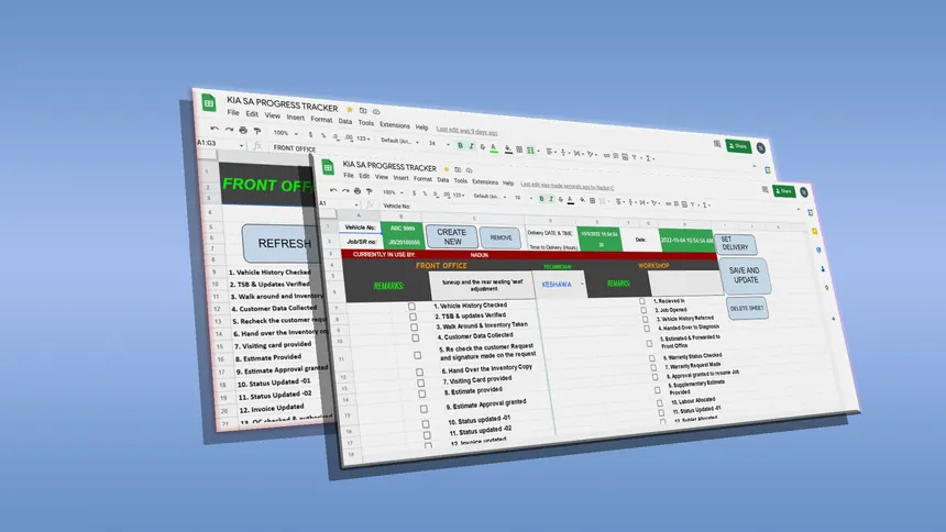 KIA vehicle-tracking tool in Google Sheets
